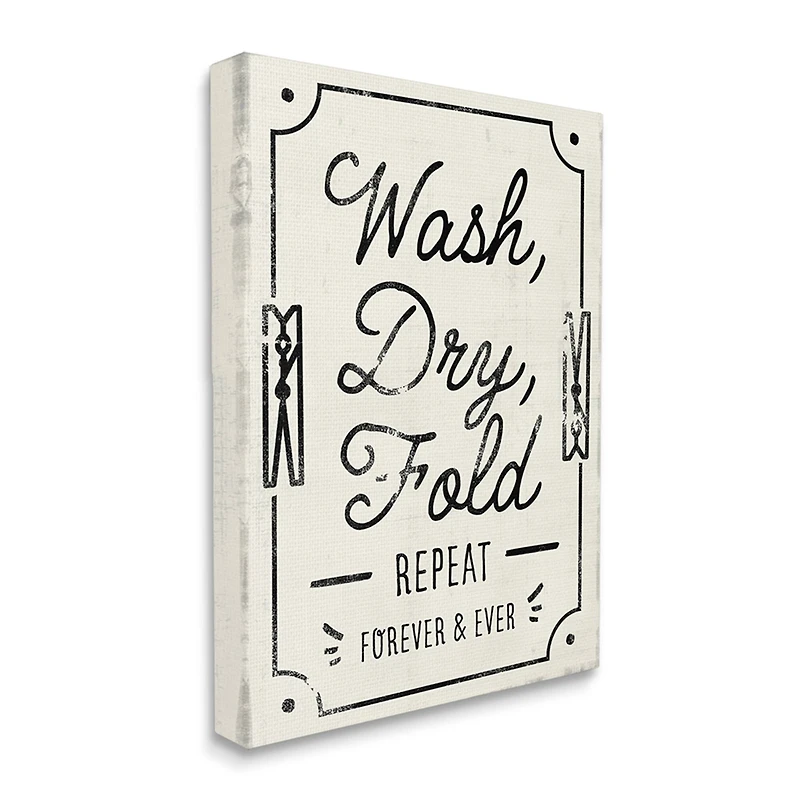 Stupell Industries Charming Retro Laundry Wash Dry Fold Repeat Canvas Wall Art