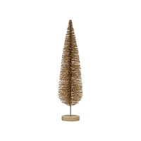 Hello Honey® 15" Gold Glitter Plastic Bottle Brush Tree with Wood Base