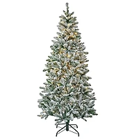 6.5ft. Pre-Lit Snowy Chatham Slim Artificial Christmas Tree, Warm White LED Lights