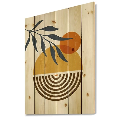 Designart - Botanical Minimalist Leaf With Abstract Shapes IV