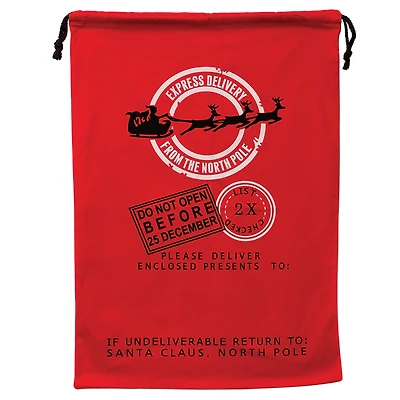 19" x 26" Express Delivery Red Christmas Cotton Drawstring Bag