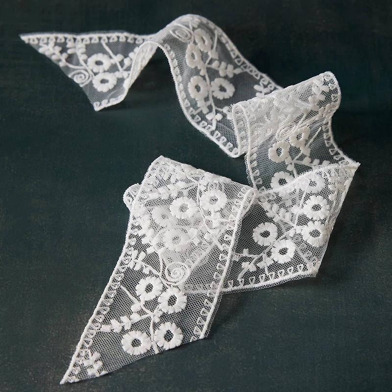 2" x 3yd. White Lace Ribbon by Celebrate It™ Classic