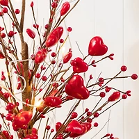 Glitzhome® 36" Valentine's Lighted Red Berry Heart Urn Porch Tree with Timer