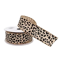 1.5" x 30ft. Cheetah Wired Faux Linen Ribbon by Celebrate It™