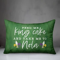 Feed Me King Cake Mardi Gras Throw Pillow