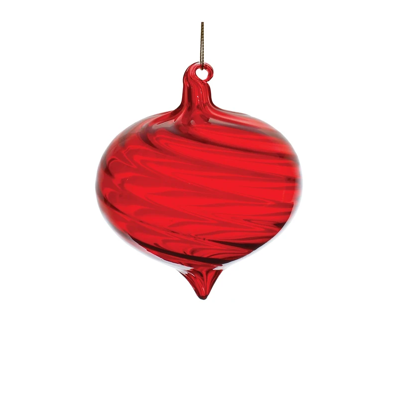 Red Swirl Glass Ornaments Set