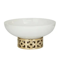 White Stoneware Glam Decorative Bowl, 7" x 11" x 11"