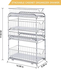 NEX™ Silver Stackable 2-Tier Cabinet Organizer with Sliding Drawer Set