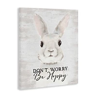 Stupell Industries Don't Worry Be Hoppy Easter Bunny Rabbit Pun Canvas Wall Art
