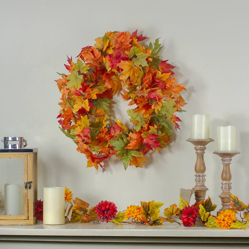 22 Yellow & Orange Foliage Fall Harvest Wreath