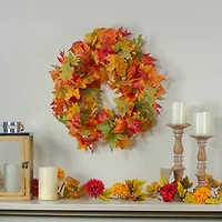 22 Yellow & Orange Foliage Fall Harvest Wreath