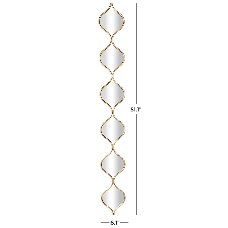 51" Gold Metal Slim Stacked Chain 6-Layer Wall Mirror with Tear Drop Pattern