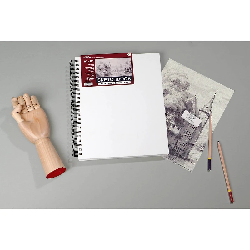 Pro Art® Wire-Bound Sketchbook with Canvas Cover, 9" x 12"
