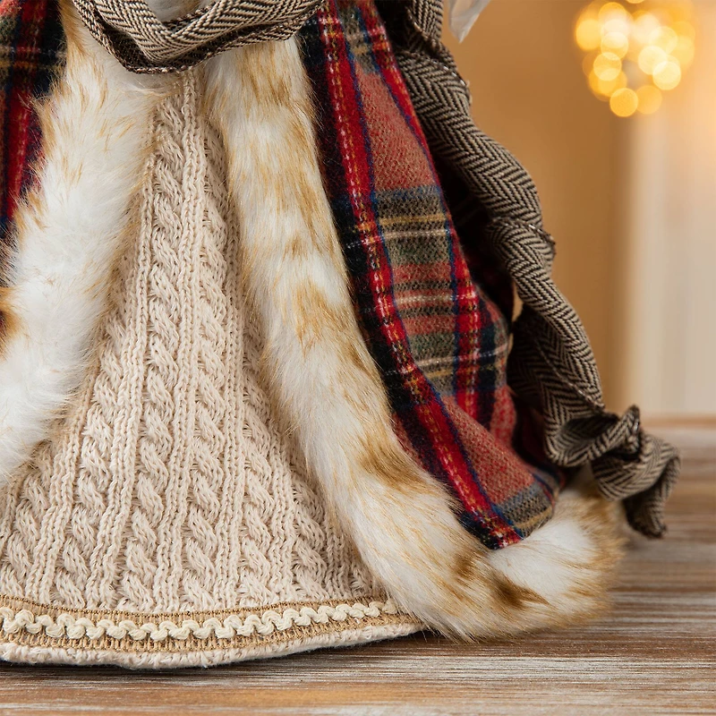 Glitzhome® 16.5" Faux Fur Woodland Christmas Angel Tree Topper