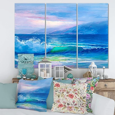 Designart - Blue Waves Breaking At The Beach II