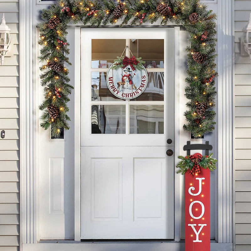 Glitzhome® 15" Merry Christmas Round Door Hanger