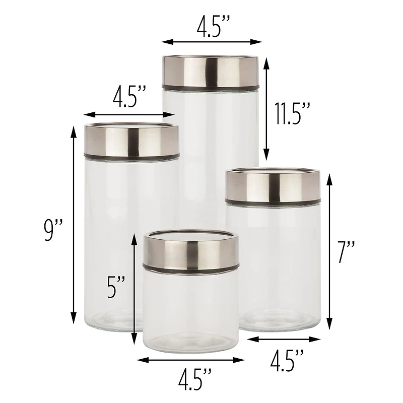 Honey Can Do Kitchen Glass Jar Set with Fresh Date Dials, 4ct.