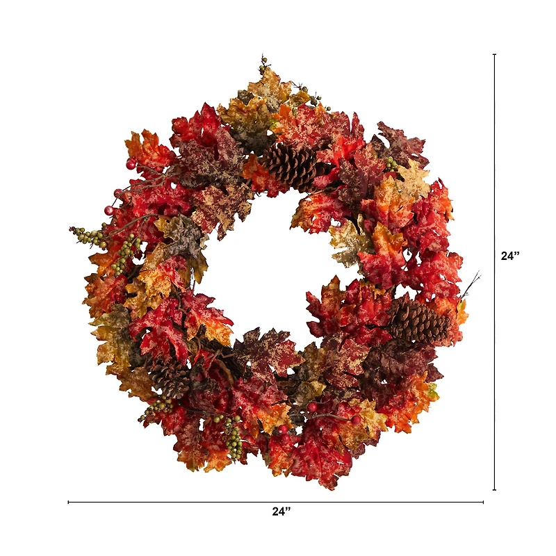 24" Maple, Berries & Pinecone Fall Wreath