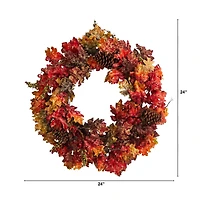 24" Maple, Berries & Pinecone Fall Wreath