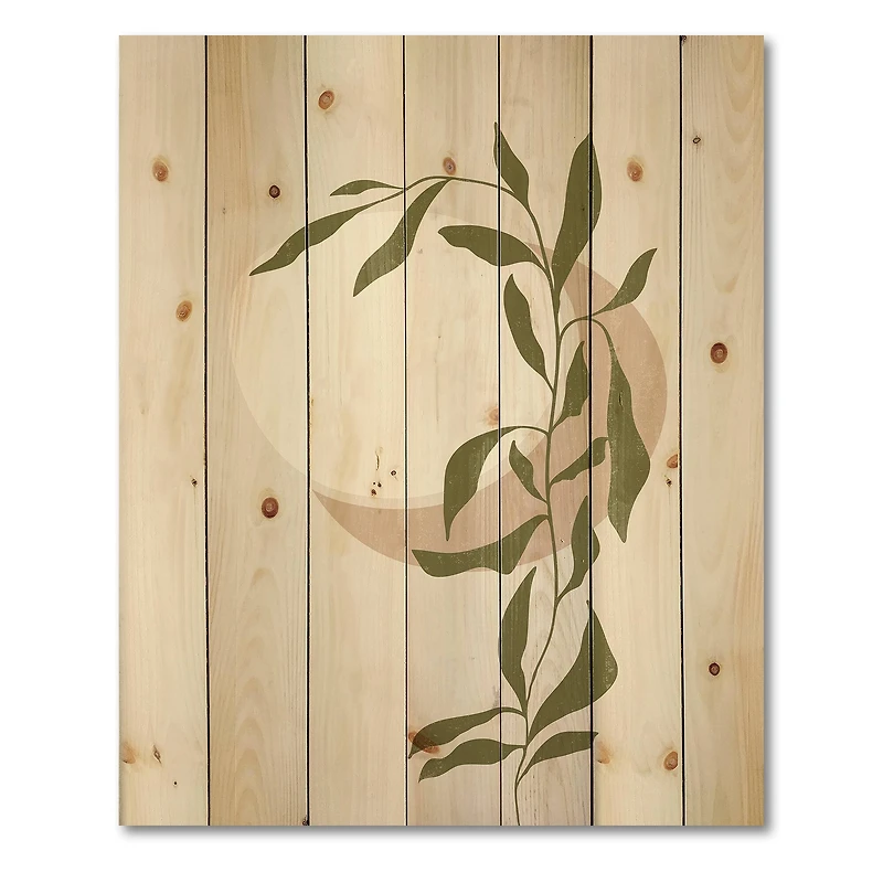 Designart - Abstract Sun and Moon With Green Leaf III