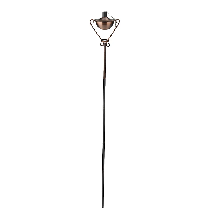 61" Brushed Copper Half Moon Garden Oil Lamp Patio Torch