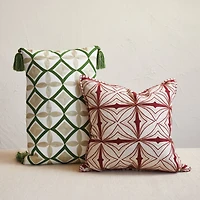 Hello Honey® 18" Cream & Burgundy Embroidered Accent Pillow