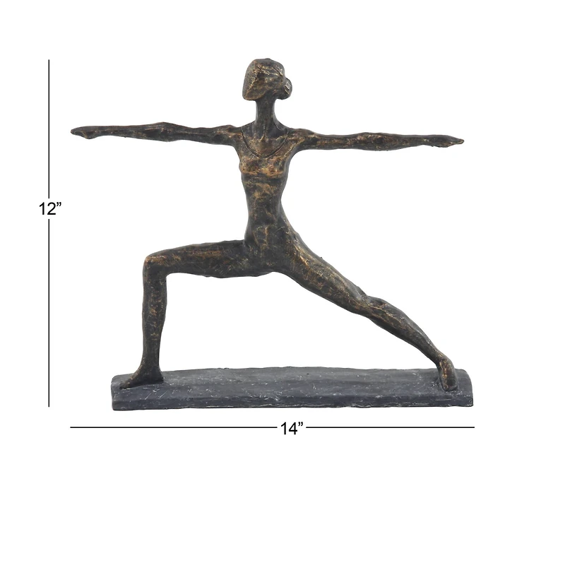 Brass Polystone Modern Sculpture, Yoga 12" x 14" x 3"