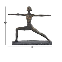 Brass Polystone Modern Sculpture, Yoga 12" x 14" x 3"