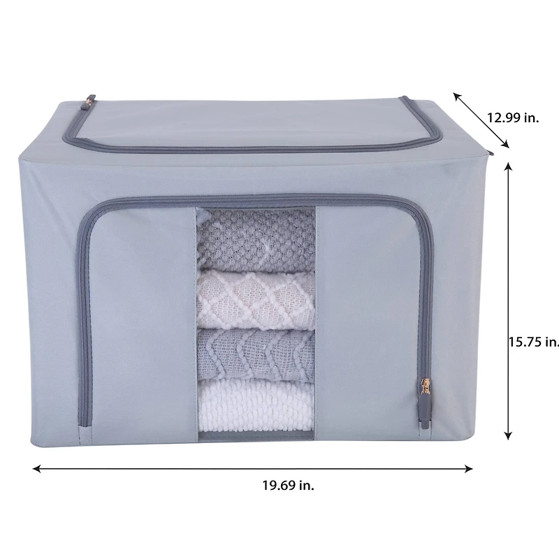 Simplify Gray Collapsible Storage Box with Handles