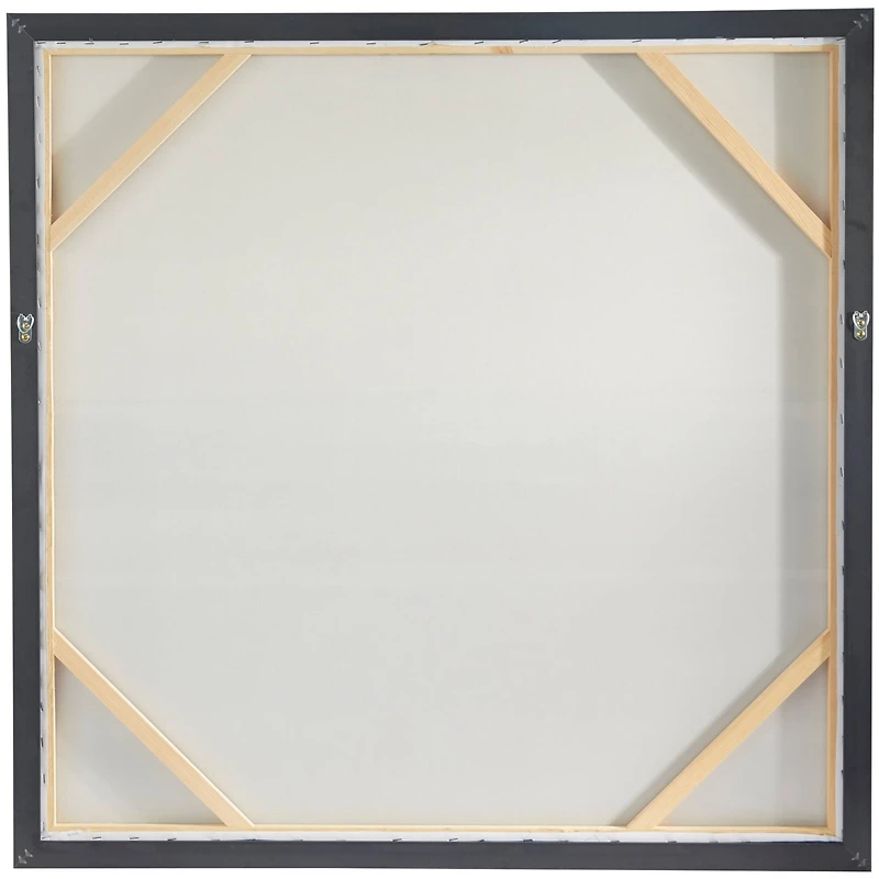 Blue Canvas Abstract Ocean Inspired Landscape Framed Wall Art with Silver Frame 37" x 1" x 37"