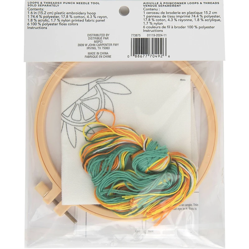 6" Lemon & Orange Punch Needle Kit by Loops & Threads®