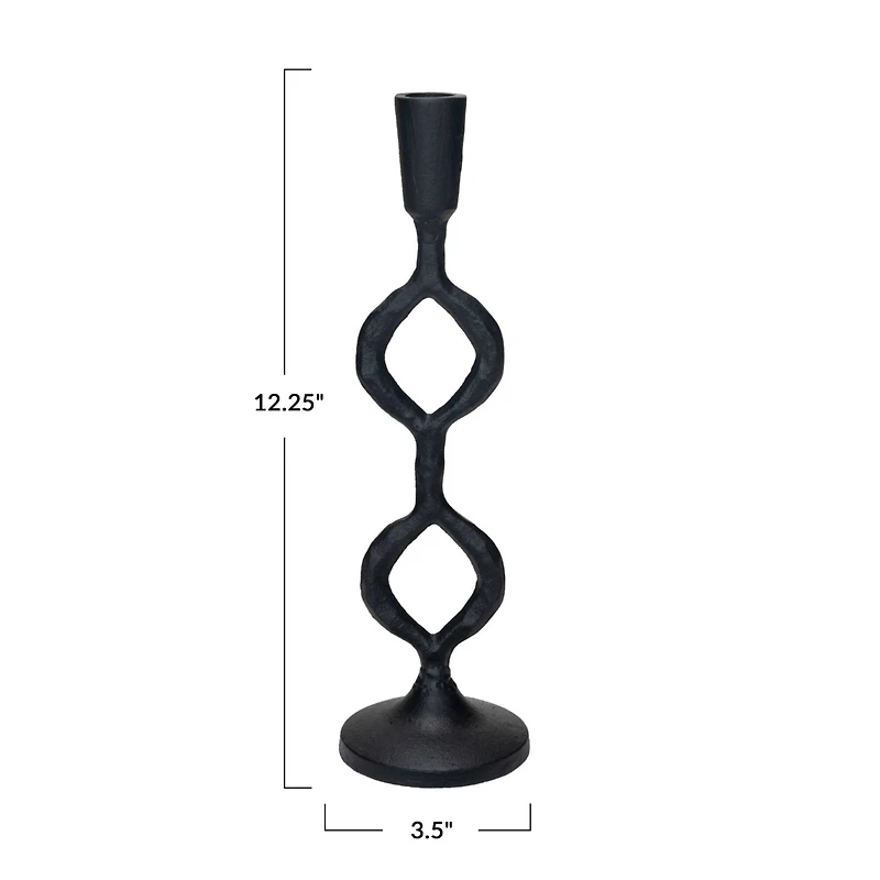 Hello Honey® Black Decorative Cast Metal Taper Candle Holder