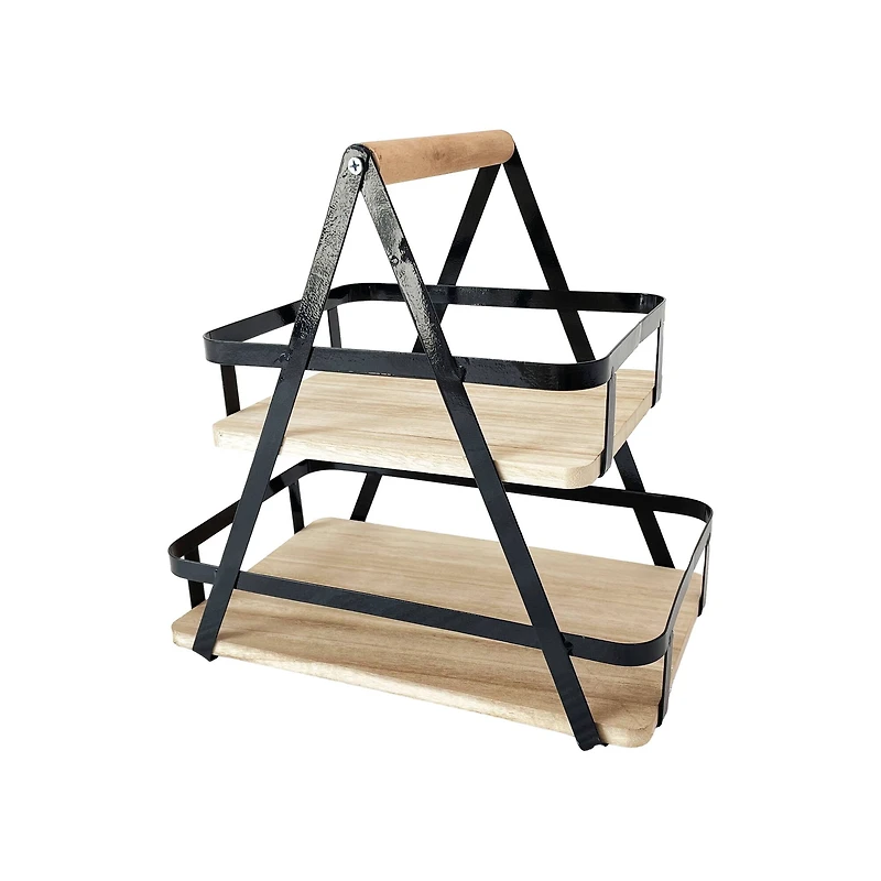 12" Wood & Metal 2-Tier Tray by Ashland®