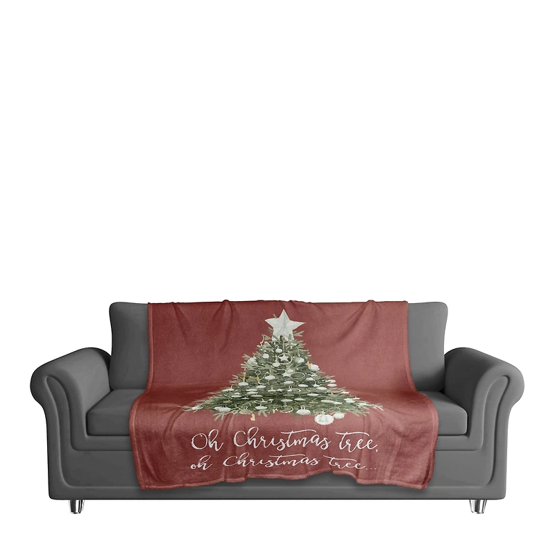 Oh Christmas Tree Coral Fleece Throw