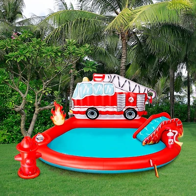 7ft. Fire Engine Inflatable Swimming Spray Pool & Play Center