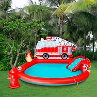 7ft. Fire Engine Inflatable Swimming Spray Pool & Play Center