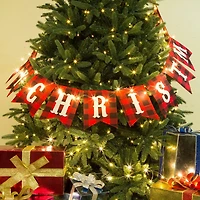 Glitzhome® 8.75ft. Merry Christmas Plaid Banner Garland 