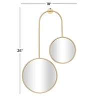 Gold Metal Modern Wall Mirror, Set of  28" x 18" x 1"