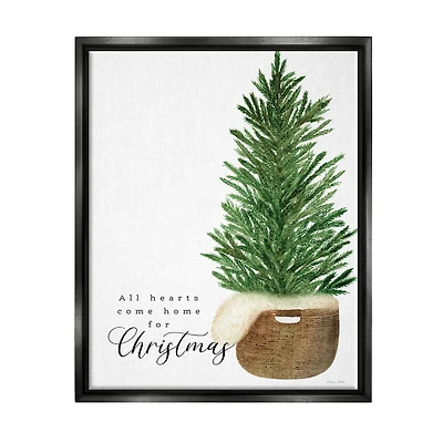 Stupell Industries All Hearts Home For Christmas Phrase Floater Canvas Wall Art