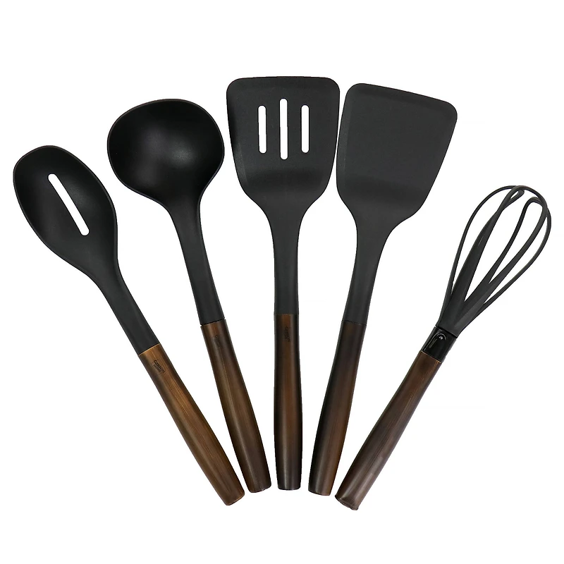 Gibson Home Branwyn Brown & Stainless Steel Handled Kitchen Tool Set, 5ct.