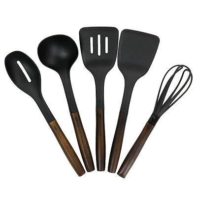 Gibson Home Branwyn Brown & Stainless Steel Handled Kitchen Tool Set, 5ct.