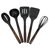 Gibson Home Branwyn Brown & Stainless Steel Handled Kitchen Tool Set, 5ct.