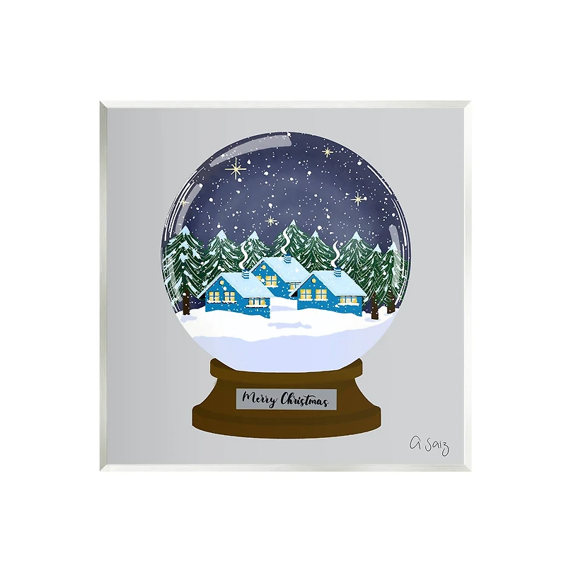 Stupell Industries Merry Christmas Winter Snow Globe Wall Art Plaque