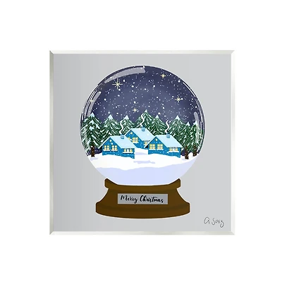 Stupell Industries Merry Christmas Winter Snow Globe Wall Art Plaque