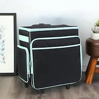 Everything Mary Black & Teal Rolling Craft Bag