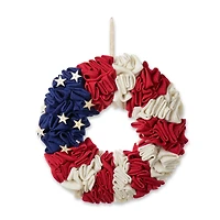 Glitzhome® 18" Americana Round Fabric Wreath
