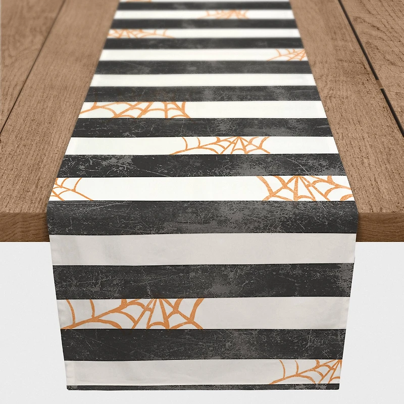 72" Spiderwebs and Stripes Poly Twill Table Runner