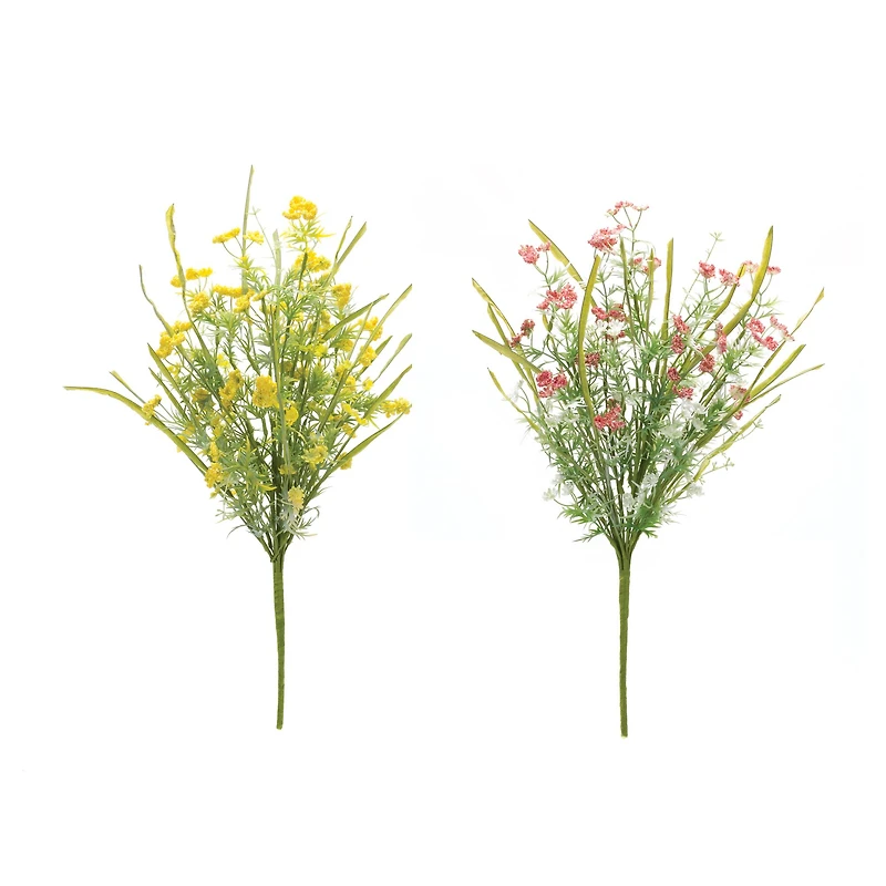 21" Yarrow Floral Bush Set