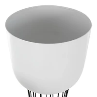 White Metal Planter with Black Hourglass Stands Set