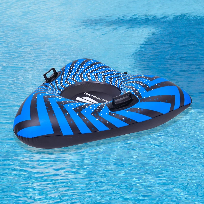 Pool Central 3.2ft. Inflatable Triangle Black & Blue Ride-On Pool Float & Snow Tube